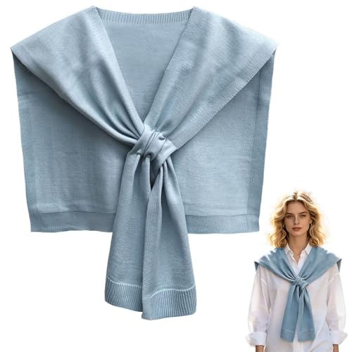 ORUIVO Oversized Sweater - Inspired Shawl with Insertion Opening for Easy Wear - Women's Fashion Knitted knotted Shawl - color: Light Blue