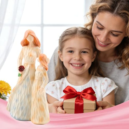 Mom Gifts from Daughter, Mother Daughter Figurine, Hand-Painted Resin Sculpture, Meaningful Birthday Mothers Day Valentines Day Gift, Home Decor Keepsake (Mother Daughter Rose Figurine) - color: Mother Daughter Rose Figurine