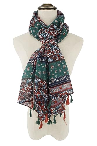 YOUR SMILE Large Boho Scarf for Women Lightweight Floral Printed Scarves Fall Winter Fashion Fringed Shawl wraps - color: 29