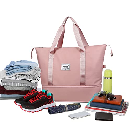 NPBAG Women Travel Duffel, Multi Functional Large Expandable Weekender Carry-on Tote, Gym Workout Overnight Bag, Mommy Hospital Bag for Labor and Delivery