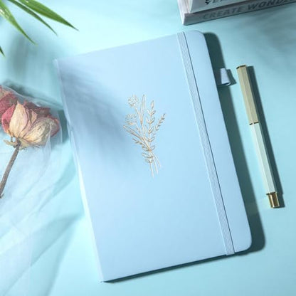 MINICAGIE Lined Journal Notebook for Women Cute Leather Journals for Writing Aesthetic Floral Diary 192 Pages A5 Hardcover Journaling Notebooks with Pen Loop - color: Blue2