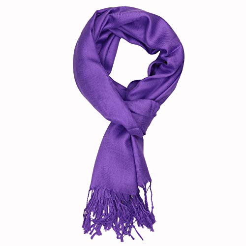 Falari Women's Soft Solid Color Pashmina Shawl Wrap Scarf, for Wedding, Bridesmaid Gifts, Evening Dress - color: Eggplant Purple