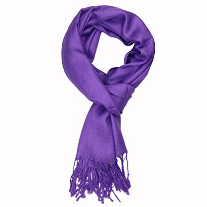 Falari Women's Soft Solid Color Pashmina Shawl Wrap Scarf, for Wedding, Bridesmaid Gifts, Evening Dress - color: Eggplant Purple