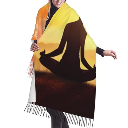 Yoga Meditation Scarf for Women Winter Warm Scarves, Cashmere Feel Tassel Fashion Scarfs, Pashmina Shawl and Wraps