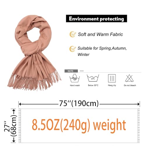RIIQIICHY Women's Scarf Pashmina Shawls and Wraps for Evening Dress Bridesmaid Wedding Bridal Winter Warm Long Large Scarves - color: Dull Peach