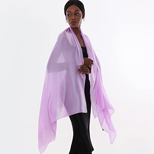 Womens Scarf Pashmina Shawls and Wraps for Evening Dresses Like Chiffon Silk Scarf for Bridal Wedding - color: Light Purple