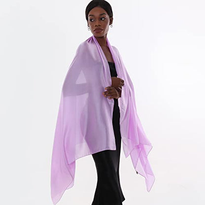 Womens Scarf Pashmina Shawls and Wraps for Evening Dresses Like Chiffon Silk Scarf for Bridal Wedding - color: Light Purple