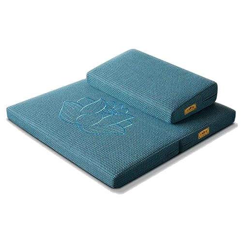 BRAGUE Portable Meditation Cushion Set, Large Rectangular Zen Cushion Foldable for Adults, Yoga Cushion,Thickened Coconut Palm Cushion Sitting Zen Cushion(Blue,70 * 70cm)