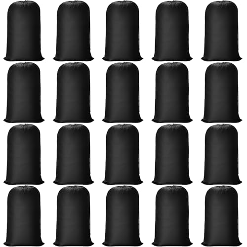 Nuogo 20 Pcs Laundry Bag Washable Travel Laundry Bags with Drawstring Lock Closure Large Heavy Duty for Camping Tent Blankets Dirty Clothes Yarn Fabric Storage, 38 x 24 Inches(Black Color) - color: Black Color