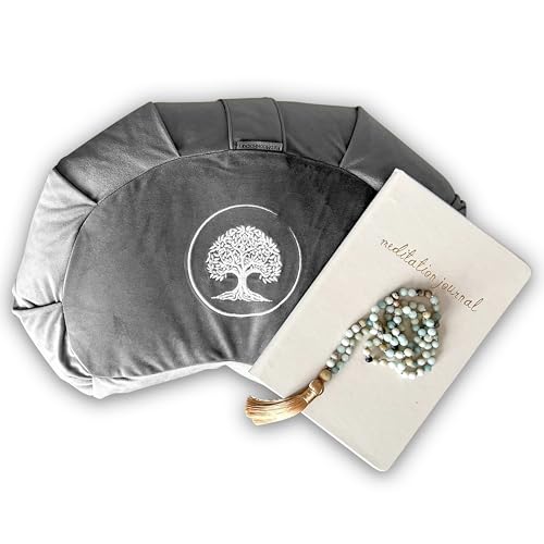 Meditation Cushion - Premium Yoga Buckwheat Bolster - Gifts for Women - Self Care Gift - Anxiety Relief Items - Meditation Floor Pillow - Meditation Kit
