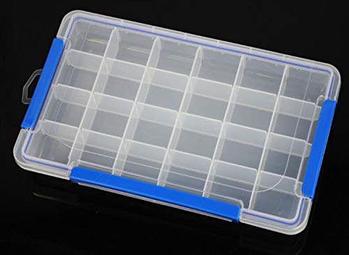 Kamay's XL Heavy Duty Adjustable 24 Compartment Slot Plastic Craft Storage Box with O-Ring Seal 3 Thick Snap Locks Ideal for Small Items(14 * 8.9 * 2inch) - style: O-Ring Seal XL Compartment Slot