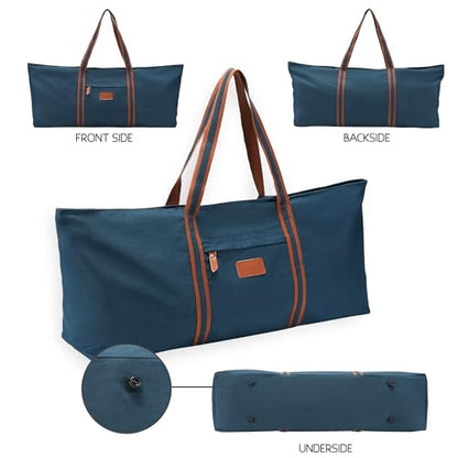 with Multi-Functional Storage Pockets Full-Zip Extra Large Yoga Mat Tote Bag Sports Gym Pilates Bag - color: Blue