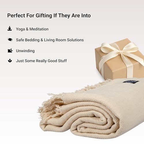 Tharie Handwoven GOTS-Certified Organic Cotton Blanket, Lightweight & Breathable, 142 x 200 cm