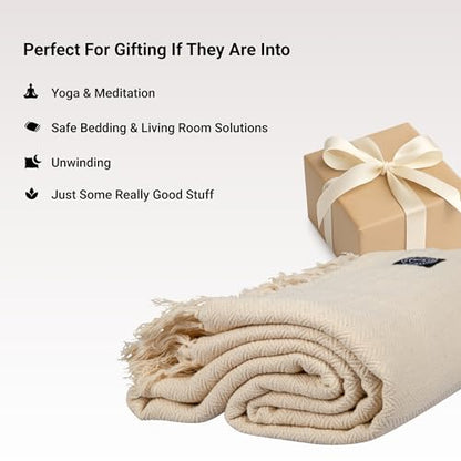 Tharie Handwoven GOTS-Certified Organic Cotton Blanket, Lightweight & Breathable, 142 x 200 cm