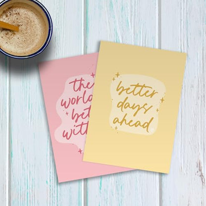 Mental Health Quote Encouraging Cards / 10 Positivity Note Cards With White Envelopes / 5" x 7" Colorful Pastel Encouragement Greeting Card Set / 5 Everyday Motivational Designs / Made In The USA - color: Pastel Mental Health Quotes