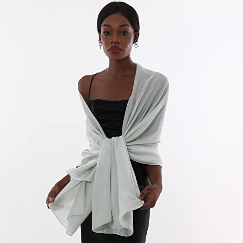 Womens Scarf Pashmina Shawls and Wraps for Evening Dresses Like Chiffon Silk Scarf for Bridal Wedding - color: Light Green