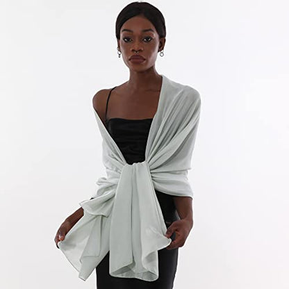 Womens Scarf Pashmina Shawls and Wraps for Evening Dresses Like Chiffon Silk Scarf for Bridal Wedding - color: Light Green
