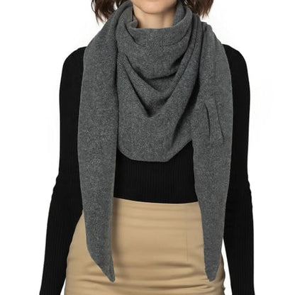 RIIQIICHY Shawl Wrap Women Pashmina Triangle Cape Knit Sweater Scarf for Fall Winter Fashion Accessory - color: Grey