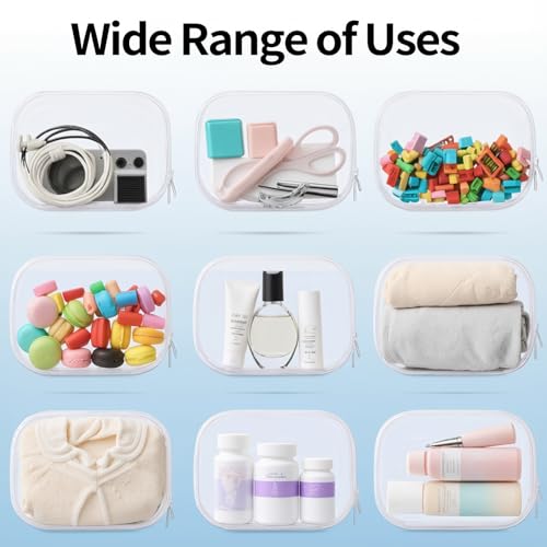 Clear Zipper Pouches, 4PCS Hard Shell Zipper Case,Clear Cosmetic Bag,Toiletry Pouch, Portable Waterproof Travel Organizer Bags for Cosmetics, Snacks, Puzzles (M+3S)