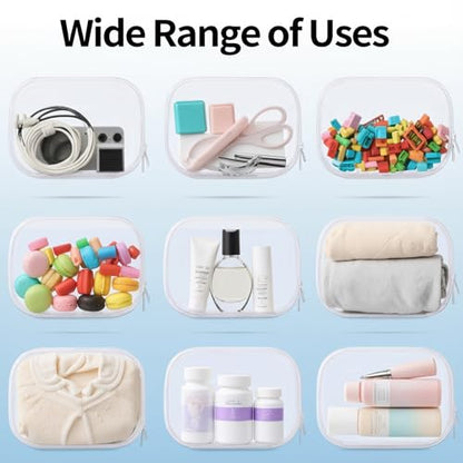 Clear Zipper Pouches, 4PCS Hard Shell Zipper Case,Clear Cosmetic Bag,Toiletry Pouch, Portable Waterproof Travel Organizer Bags for Cosmetics, Snacks, Puzzles (M+3S)