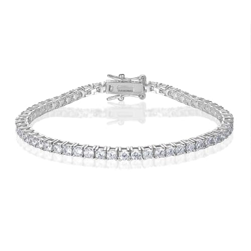 2.5mm Tennis Bracelet, 2.5mm Thin 18K White Gold Plated Cubic Zirconia Tennis Bracelet for Women - color: White Gold Plated, size: 2.5mm 8 inch