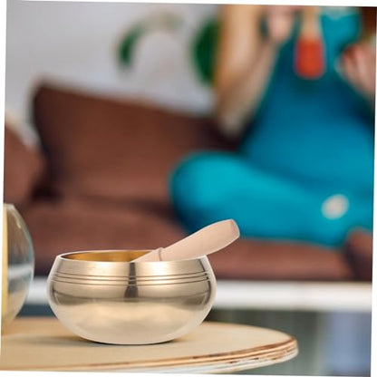 SECFOU Meditation Bowl Yoga Sound Bowl Mallet Tibetan Singing for Calmness and Meditation - size: 9.5x9.5x6cm