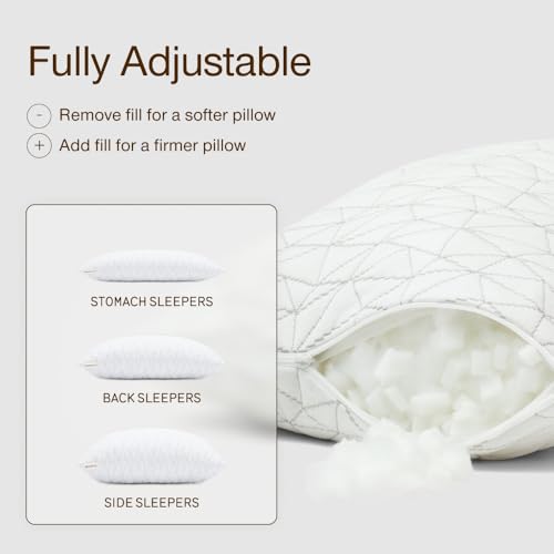Coop Home Goods Original Adjustable Travel Pillow and Waterproof Pillow Protector Grey Bundle with Compressible Stuff Sack, Medium-Firm Memory Foam and Washable Cover, CertiPUR-US Certified (19x13) - style: Bundle Grey