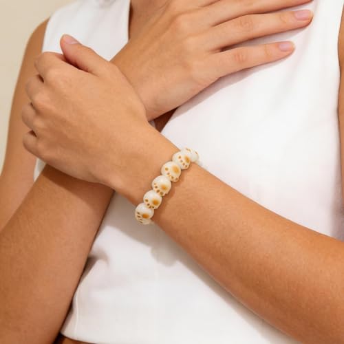 Bodhi Fidget Bracelet Anxiety Relief Items Bodhi Seed Beads, Elastic Wristband Meditation Yoga Mindfulness Worry Beads, Birthday Gift for Her for Women, White Dot Print Stackable Jewelry - color: A1:Cat Paw Bracelet