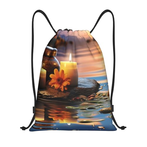 Candles Meditation Stones Drawstring Bag Women Men Drawstring Backpack Waterproof Lightweight Gym Sackpack Yoga Bag,Medium - size: Medium