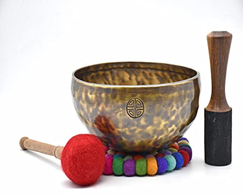 Singing Bowl Nepal- 8 inch Full Moon Singing Bowl Handmade in Nepal-Meditation,Healing,Sound Bath-Tibetan Bowl-Yoga And Relaxation (8 inch)
