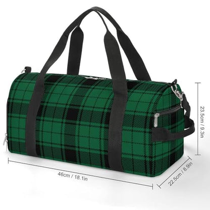 Scottish Tartan Plaid Green Large Capacity Portable Fitness Bag, Easy to Carry - color: Scottish Tartan Plaid Green