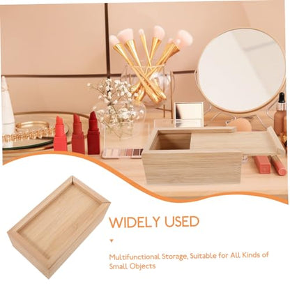 Wooden Slide Lid Storage Box Unfinished Wood Jewelry Case Retro Pull-out Organizer for Small Items for Home Decor Multi-purpose Container