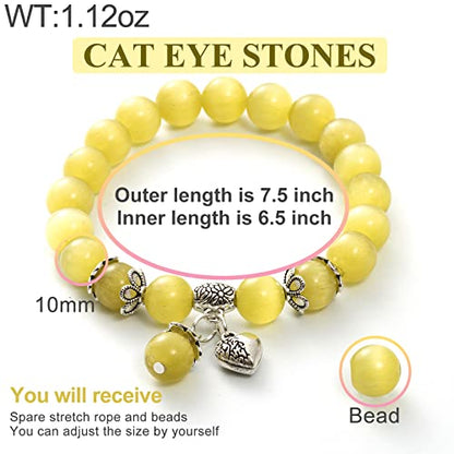 Natural Stretch Gemstone Bracelet Healing Stone Beaded Bracelets for Women Men Gifts (Unisex) - color: Yellow