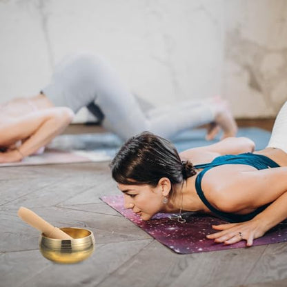 FRCOLOR Handmade Tibetan Singing Bowl with Mallet for Meditation and Yoga Relaxation Sound Bowl for Mindfulness Stress Relief Meaningful Present for Men and Women