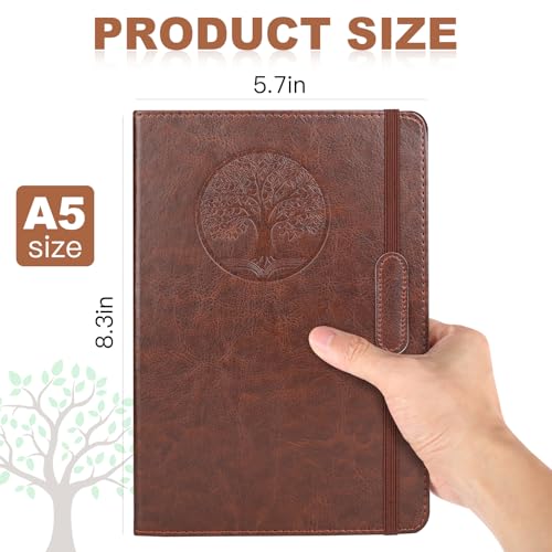 Journal for Women Men, Lined Journaling Notebooks A5 5.7X 8.3 in, Hardcover Leather Journal Diary 160 Pages, Journals for Writing, Travel, Business, Home & School (Brown) - color: Brown
