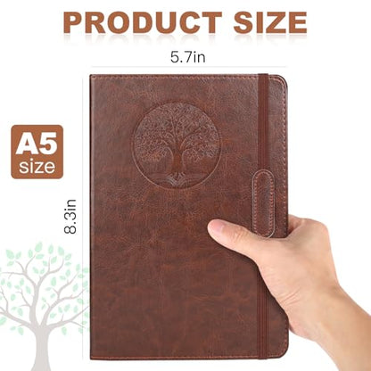 Journal for Women Men, Lined Journaling Notebooks A5 5.7X 8.3 in, Hardcover Leather Journal Diary 160 Pages, Journals for Writing, Travel, Business, Home & School (Brown) - color: Brown