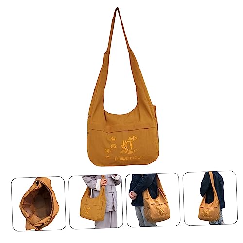 NOLITOY Buddhist Monk Sling Bag Ethnic Style Cotton Canvas Backpack for Meditation and Travel Water-Resistant Adjustable Strap and Spacious Storage