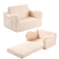 MOMCAYWEX Kids Sofa, 2-in-1 Flip-Out Foam Couch with Soft Sherpa Cover, Cozy Play Lounge Chair, Cream - color: Cream, size: Medium