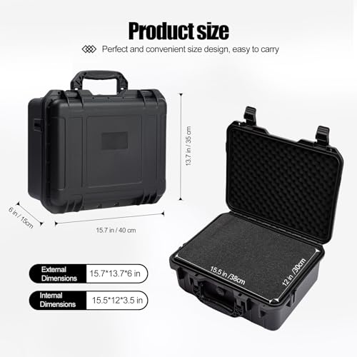 Hard case Waterproof Hard Case with DIY Customizable Foam Insert Portable Protective for Camera Drones Equipments Tools Test Instruments 16.9''x13.7''x5.9'' - color: 16.9''x13.7''x5.9''