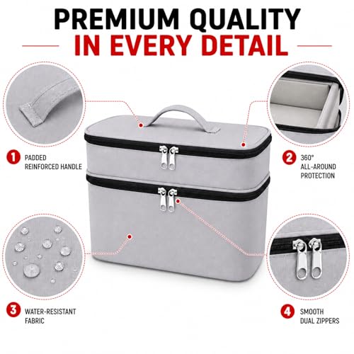 Bevegekos Storage Carrying Bag for Tonies 2 Starter Set, for 25+ Toniebox Characters, Charging Station & Headphone, Case Only (Large, Grey) - color: Grey