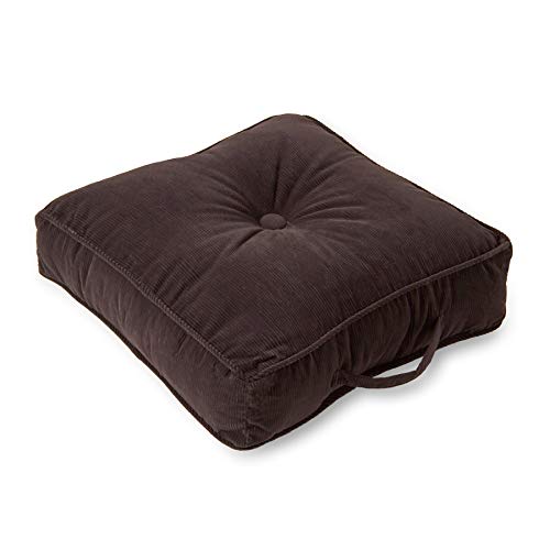 Greendale Home Fashions Omaha Corduroy 21" Square Floor Pillow with Carry Handle, Steel - color: Steel
