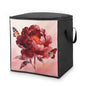 Flower Dark Red Storage Bag Portable Closet Organizer Storage Bags Quilt Storage Bags with Zippered Breathable Storage Bag with Carry Handles for Blanket Pillow Bedding