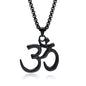 Stainless Steel Om Necklace for Men Women, gold plated/Silver/Black Yoga Charm Pendant Necklaces Aum Om Ohm Sanskrit Symbol Hindu Meditation Chain Necklace,Mens Womens Jewelry Gifts - color: Black