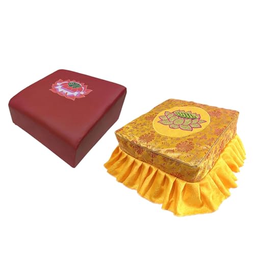 Kneeling Meditation Stool with Washable Cover 18.50x18.50x9.84inch Flat Seat Prayer Stool Comfortable Floor Seat for Adults- Yellow Set