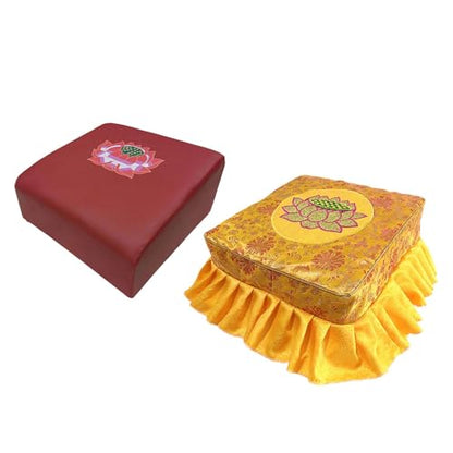 Kneeling Meditation Stool with Washable Cover 18.50x18.50x9.84inch Flat Seat Prayer Stool Comfortable Floor Seat for Adults- Yellow Set