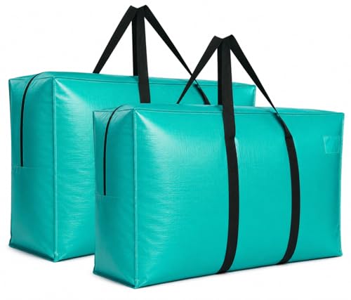 Extra Large Storage Bags, Jumbo Moving Tent Storage Bags, Foldable Big Turquoise XXL Duffle Bag for Travel,Christmas Tree Bag, 42x23x13.5inch - 2PACK - color: Turquoise-2 PACK, size: 42"L x 13.5"W x 23"H