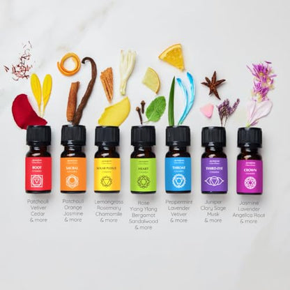 7 Chakra Essential Oil Diffuser Blend Gift Set by Aromafume | 7X 10ml/0.33 fl oz |Aromatherapy Oils for Meditation, Chakra Balance| Yoga & Reiki Gifts| Essential Oil Set for Plexus, Root Chakra
