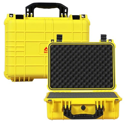 Jack Boss 16x 12.8x 6.8 Inch Hard Case, Portable Weather Waterproof Protective Camera Case with Customizable Foam, Fit Use of Drones, Camera, Equipments, Yellow - color: YELLOW, size: 16x12.8x6.8 in
