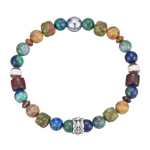 Boho Bead Bracelet for Women, Handmade Natural Stone Gold Silver Beaded Colorful Bracelets Trendy Jewelry Gifts for Lover, Mom, Friends - color: Silver