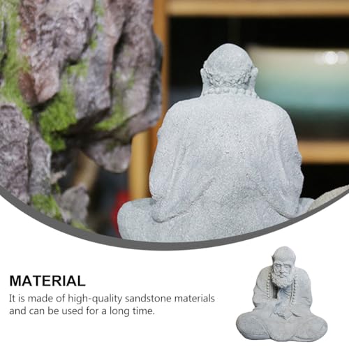 Buddha Statue Ornament Chinese Style Sculpture Garden Decor Sandstone Zen Home